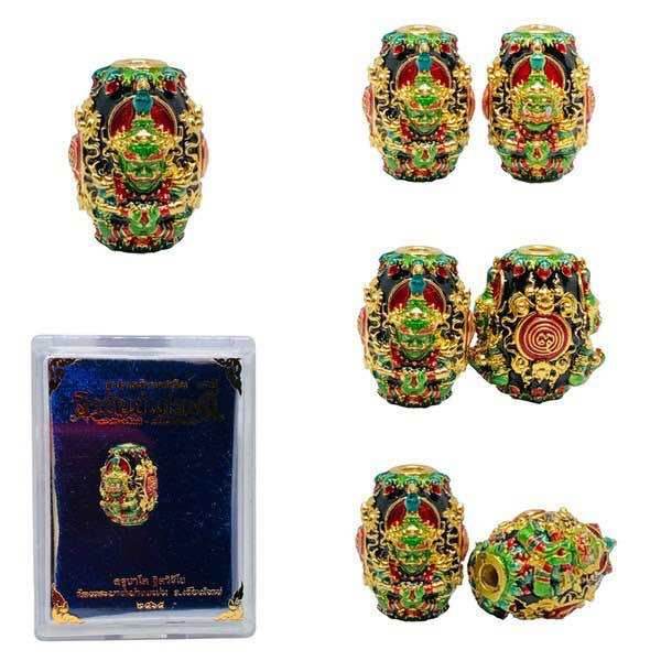 Authentic Buddhist Blessing Talisman Bead phaya-wessuwan ร้านค้าของฉัน Gold plated and enameled Thongthip Silver plated with enamel Thongthip-Silver plated with enamel-Gold plated and enameled-3k plating-Referee set receive 4 pieces-