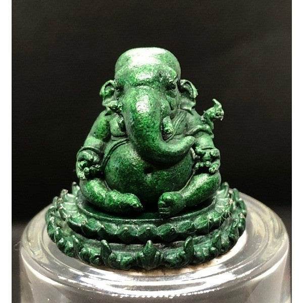 Authentic Ganesha Figurine for Removing Obstacles, Igniting Wisdom, and Welcoming Prosperity Green patina color