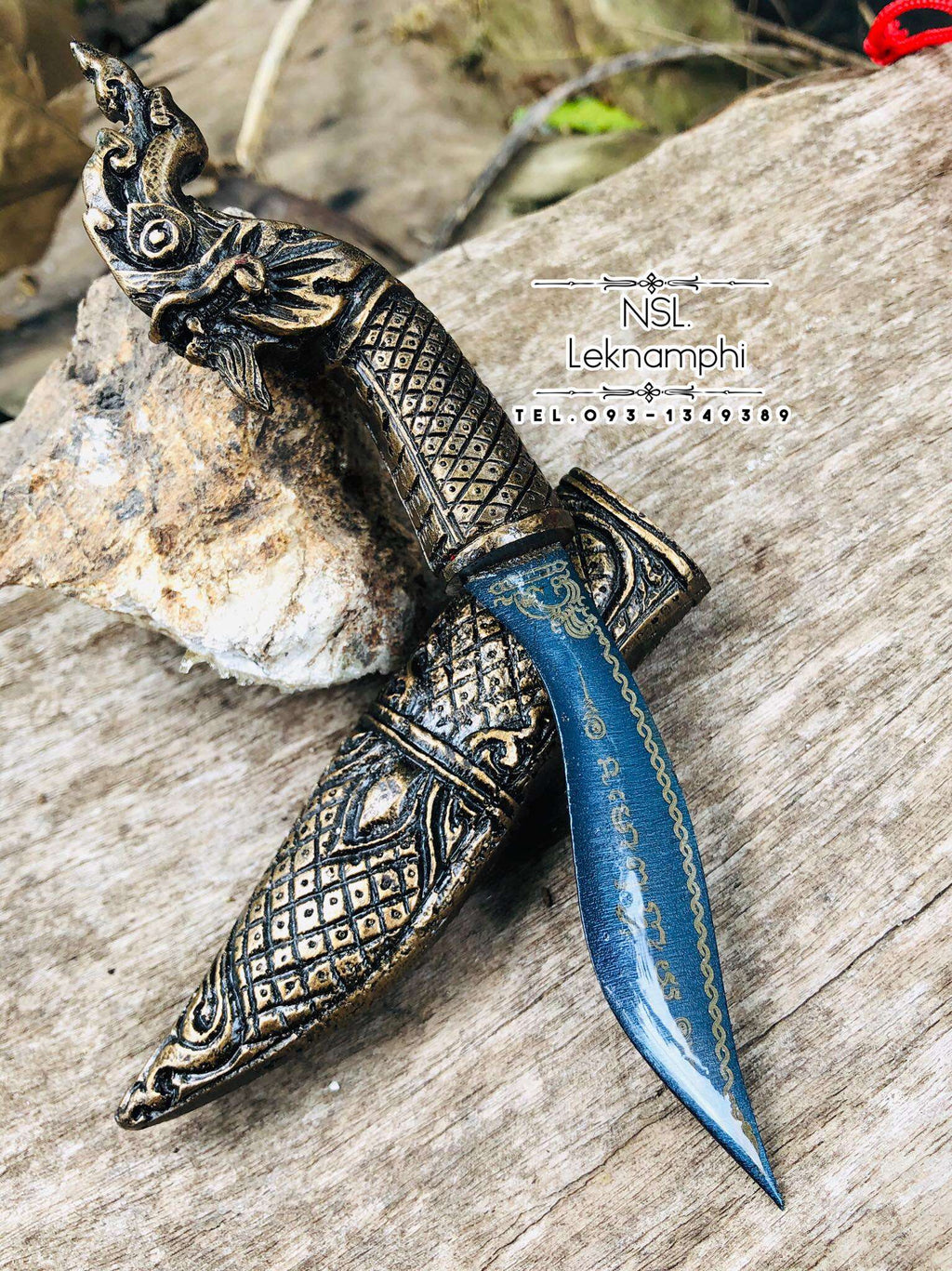Authentic Nhamphi Iron Medicinal Knife with Phaya Naga Handle – 3-Inch Blade Made from Sacred Nhamphi Iron Ore