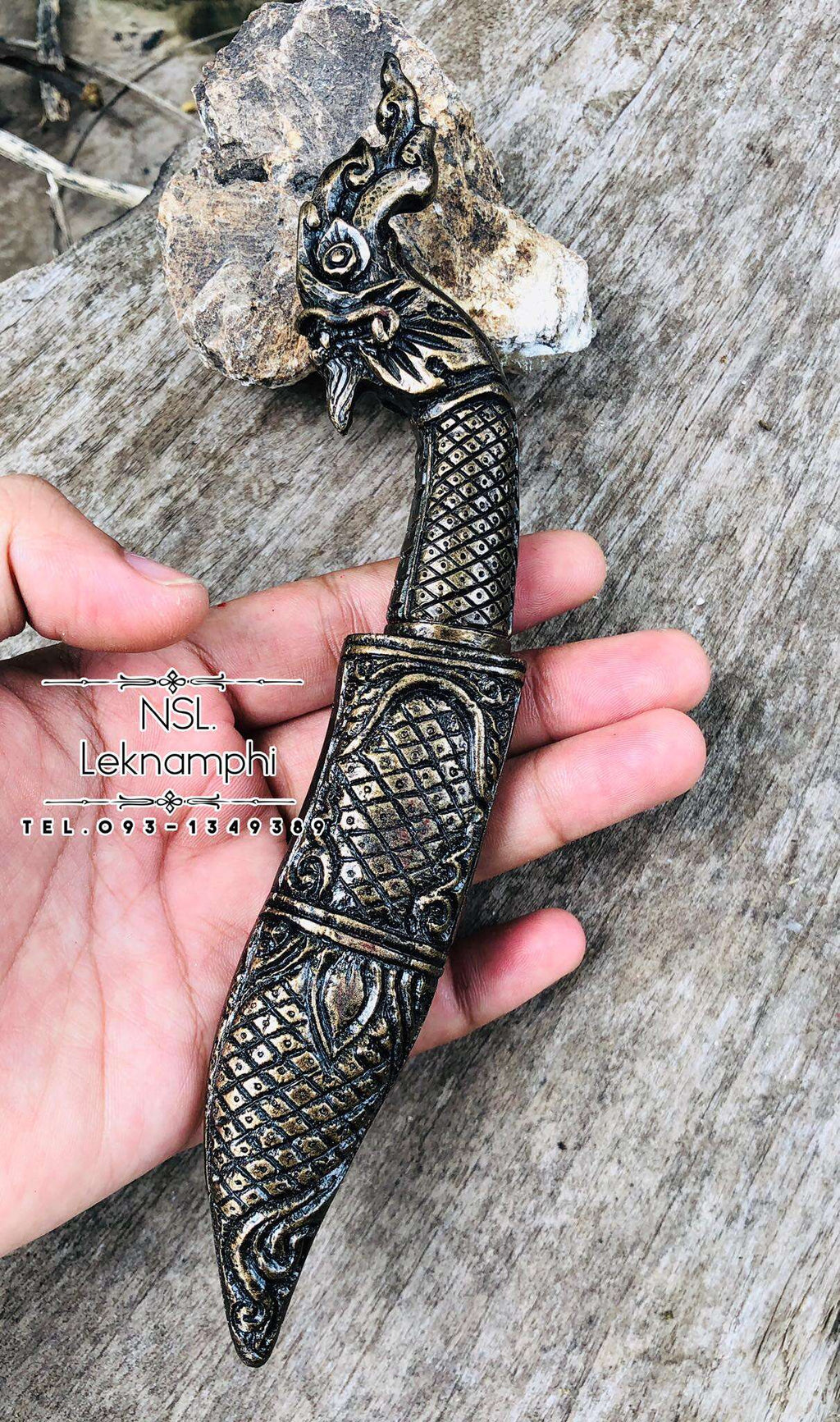 Authentic Nhamphi Iron Medicinal Knife with Phaya Naga Handle – 3-Inch Blade Made from Sacred Nhamphi Iron Ore