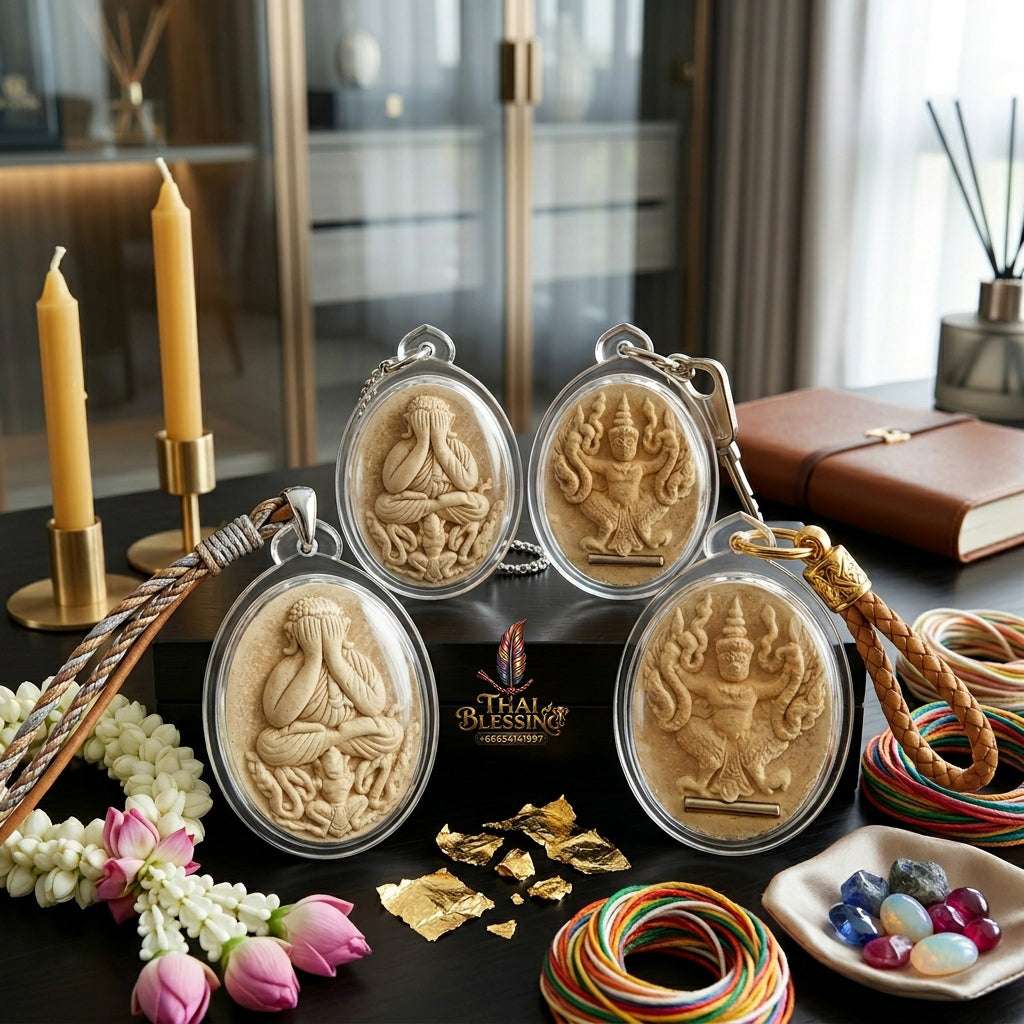 ✨ Authentic Phra Pidta Sacred Wood Amulet: Rare "Mai Yae Yae" (Sacred Hermit Wood) by LP Khamsang, 2017 – Powerful Protection & Wealth Attraction Thai Blessing Co By RURUECHA