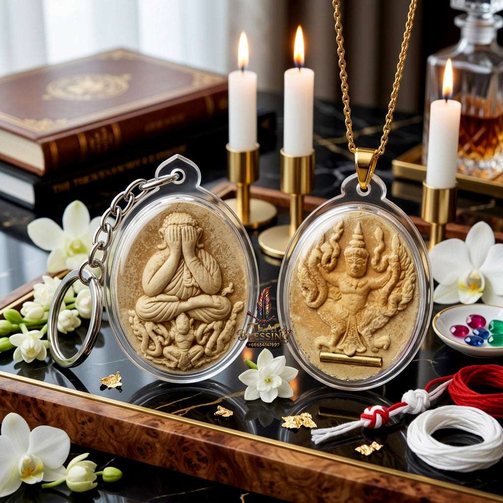 ✨ Authentic Phra Pidta Sacred Wood Amulet: Rare "Mai Yae Yae" (Sacred Hermit Wood) by LP Khamsang, 2017 – Powerful Protection & Wealth Attraction Thai Blessing Co By RURUECHA