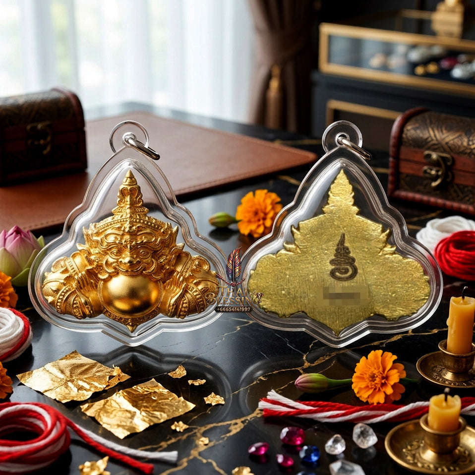 ✨ Authentic 'Phra Rahu' Eclipse Deity: Sacred Gold-Plated Bronze Edition by Phra Ajarn Phon, Wat Khao Huai Haeng – 2026 Masterpiece Thai Blessing Co By RURUECHA