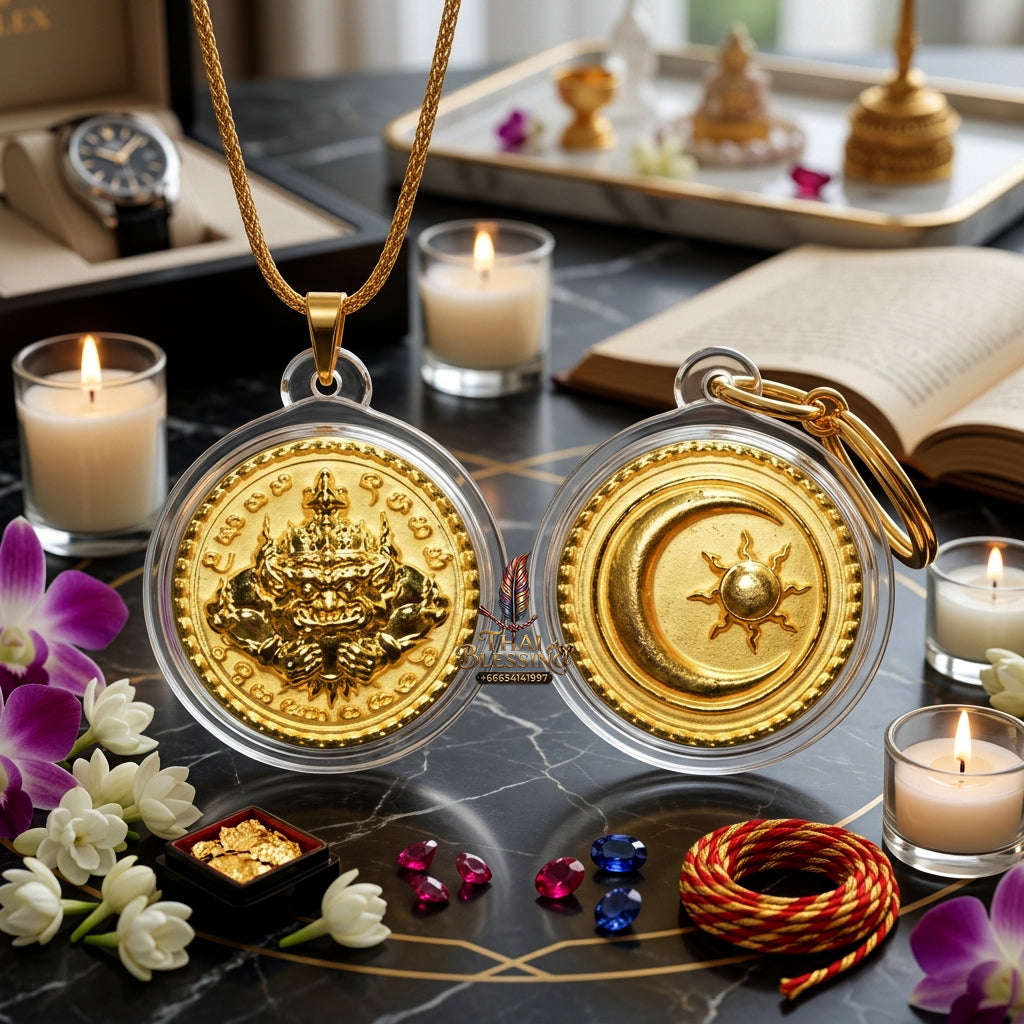 ✨ Authentic 'Phra Rahu Nuer Duang' (Rahu Above Destiny) Coin: Bronze Edition by Kruba Khamfan, Wat Korchok – 2026 Masterpiece (Small Size: 1.6 cm) Thai Blessing Co By RURUECHA
