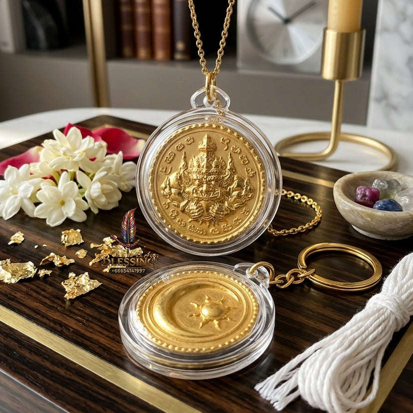 ✨ Authentic 'Phra Rahu Nuer Duang' (Rahu Above Destiny) Coin: Bronze Edition by Kruba Khamfan, Wat Korchok – 2026 Masterpiece (Small Size: 1.6 cm) Thai Blessing Co By RURUECHA