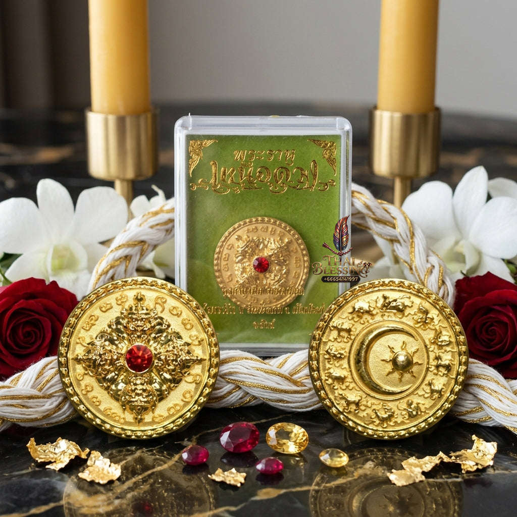 ✨ Authentic 'Phra Rahu Nuer Duang' (Rahu Above Destiny) Coin: Premium Bronze Edition by Kruba Khamfan, Wat Korchok – 2026 Masterpiece (Size: 2.2 cm) Thai Blessing Co By RURUECHA