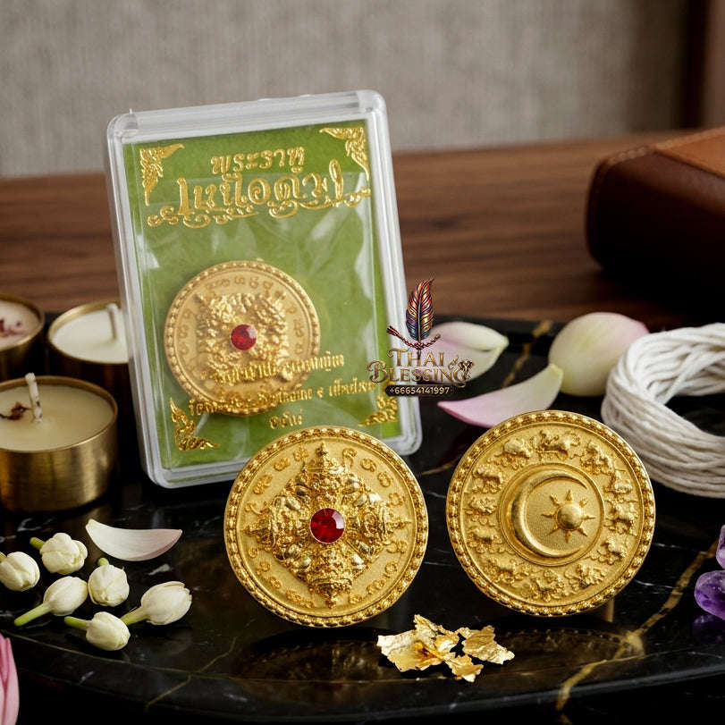 ✨ Authentic 'Phra Rahu Nuer Duang' (Rahu Above Destiny) Coin: Premium Bronze Edition by Kruba Khamfan, Wat Korchok – 2026 Masterpiece (Size: 2.2 cm) Thai Blessing Co By RURUECHA