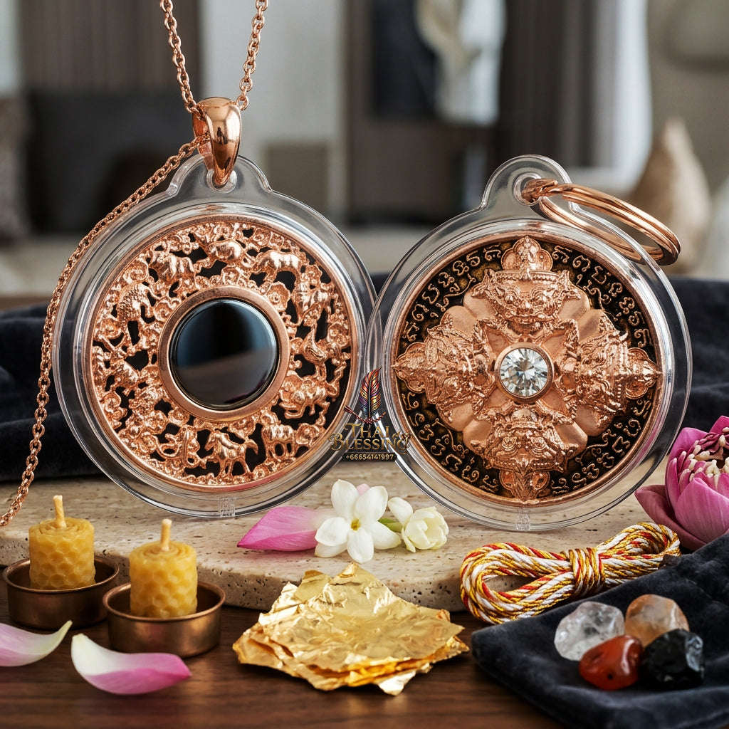 ✨ Authentic 'Phra Rahu Phichai Sombat' (Victory & Wealth) Coin: Bronze, Pink-Gold (Nak) Plated & Enamel Edition by Phra Kru Sophon Kityathorn (Ajarn Rotsiri), Wat Phukhao Thong – 2019 Masterpiece Thai Blessing Co By RURUECHA