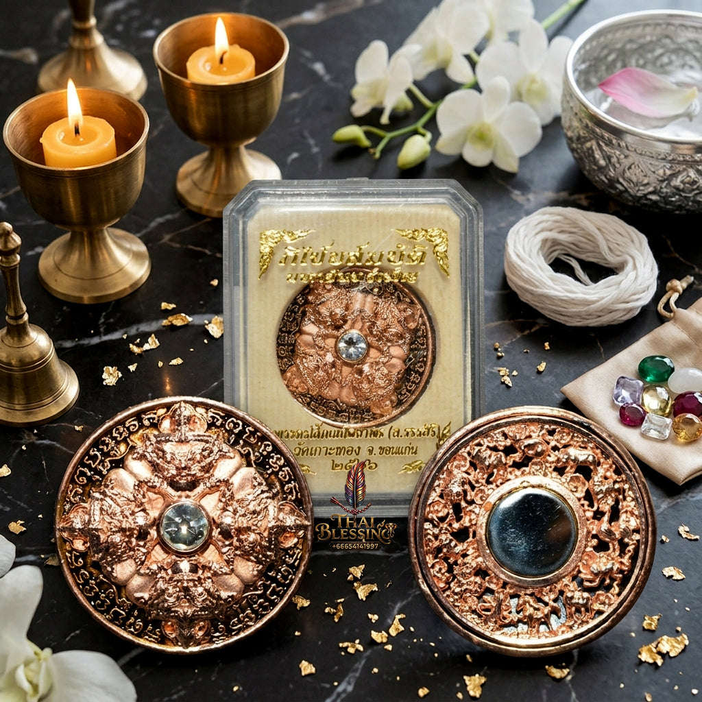 ✨ Authentic 'Phra Rahu Phichai Sombat' (Victory & Wealth) Coin: Bronze, Pink-Gold (Nak) Plated & Enamel Edition by Phra Kru Sophon Kityathorn (Ajarn Rotsiri), Wat Phukhao Thong – 2019 Masterpiece Thai Blessing Co By RURUECHA