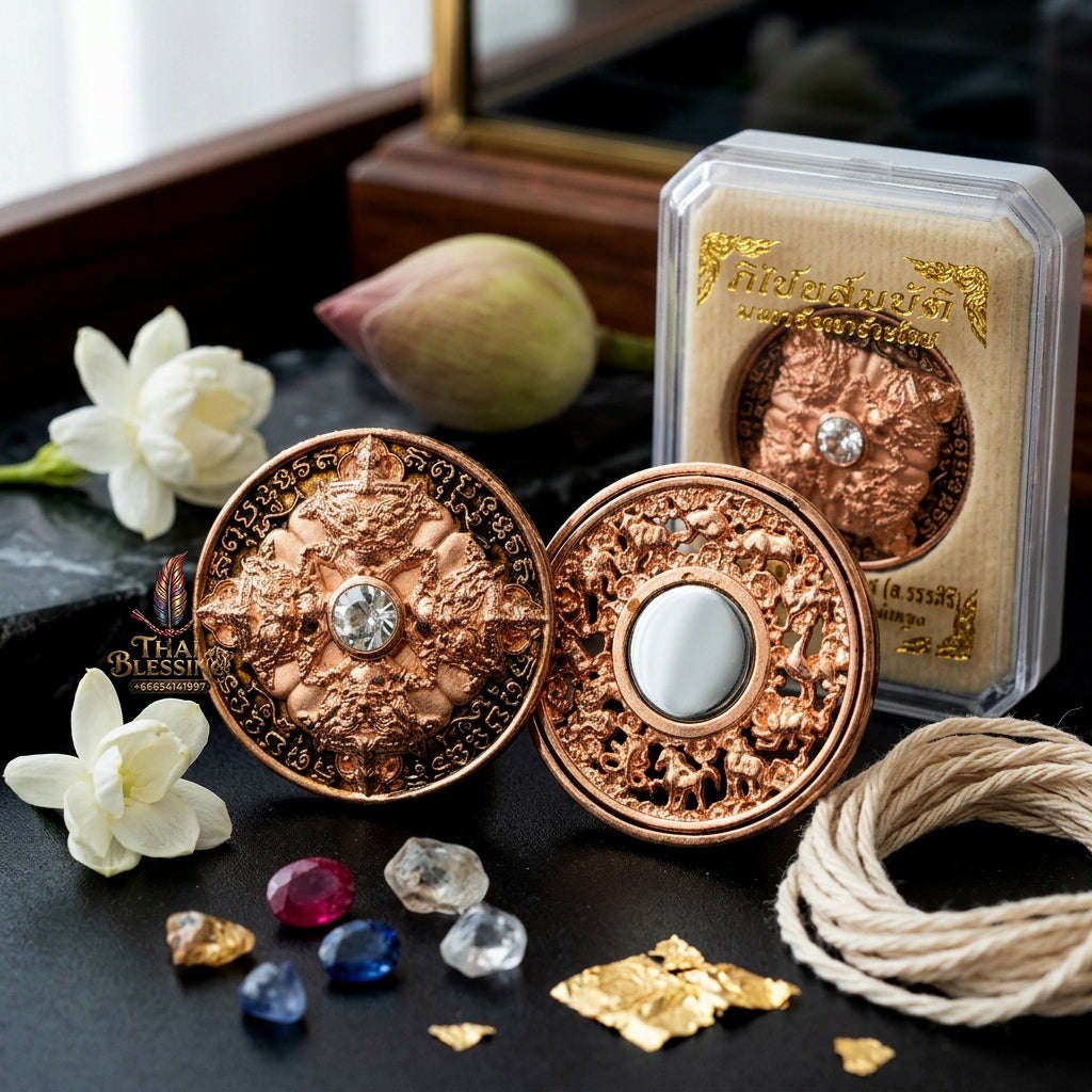 ✨ Authentic 'Phra Rahu Phichai Sombat' (Victory & Wealth) Coin: Bronze, Pink-Gold (Nak) Plated & Enamel Edition by Phra Kru Sophon Kityathorn (Ajarn Rotsiri), Wat Phukhao Thong – 2019 Masterpiece Thai Blessing Co By RURUECHA