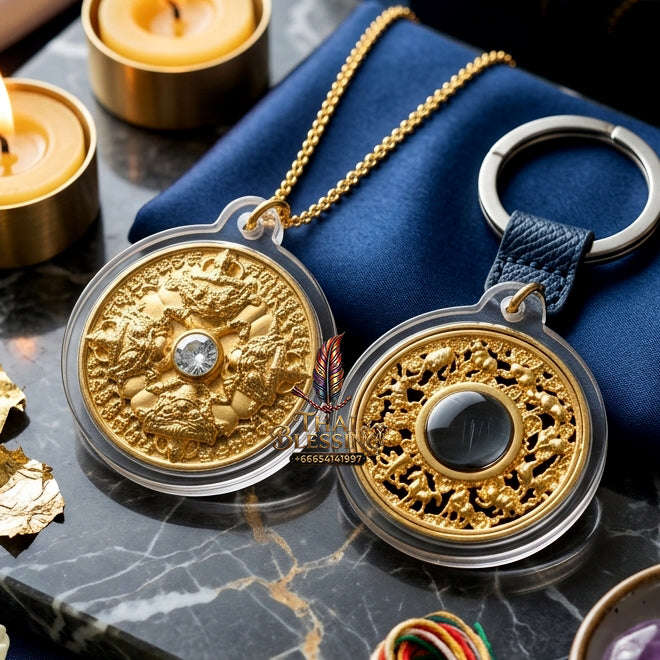 ✨ Authentic 'Phra Rahu Phichai Sombat' (Victory & Wealth) Coin: Gold-Plated Bronze Edition by Phra Kru Sophon Kityathorn (Ajarn Rotsiri), Wat Phukhao Thong – 2019 Masterpiece Thai Blessing Co By RURUECHA