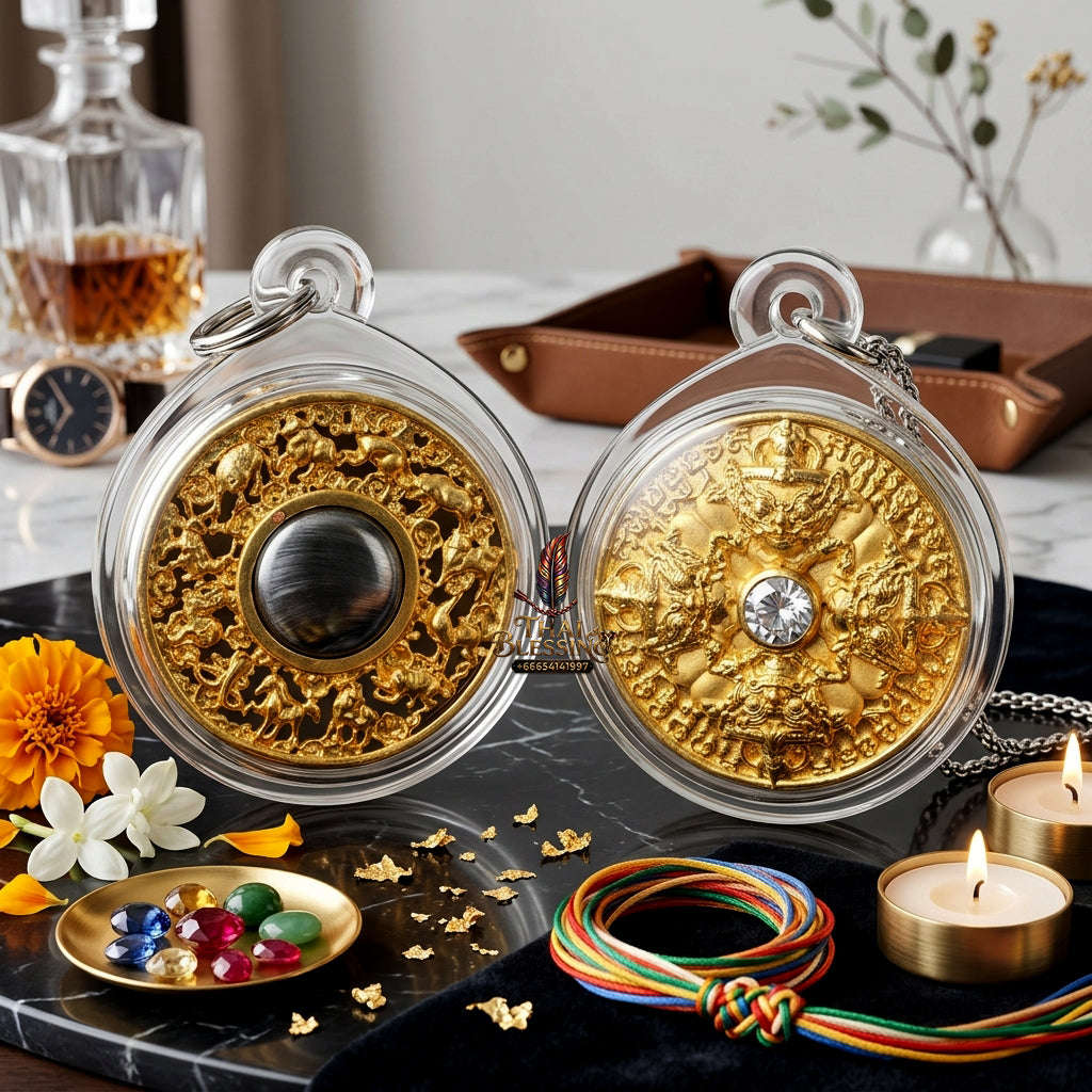 ✨ Authentic 'Phra Rahu Phichai Sombat' (Victory & Wealth) Coin: Gold-Plated Bronze Edition by Phra Kru Sophon Kityathorn (Ajarn Rotsiri), Wat Phukhao Thong – 2019 Masterpiece Thai Blessing Co By RURUECHA
