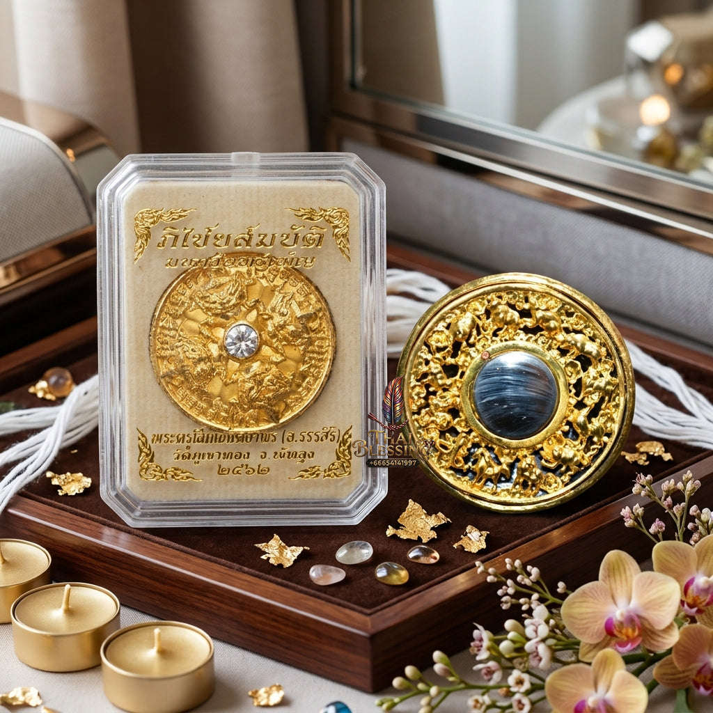 ✨ Authentic 'Phra Rahu Phichai Sombat' (Victory & Wealth) Coin: Gold-Plated Bronze Edition by Phra Kru Sophon Kityathorn (Ajarn Rotsiri), Wat Phukhao Thong – 2019 Masterpiece Thai Blessing Co By RURUECHA
