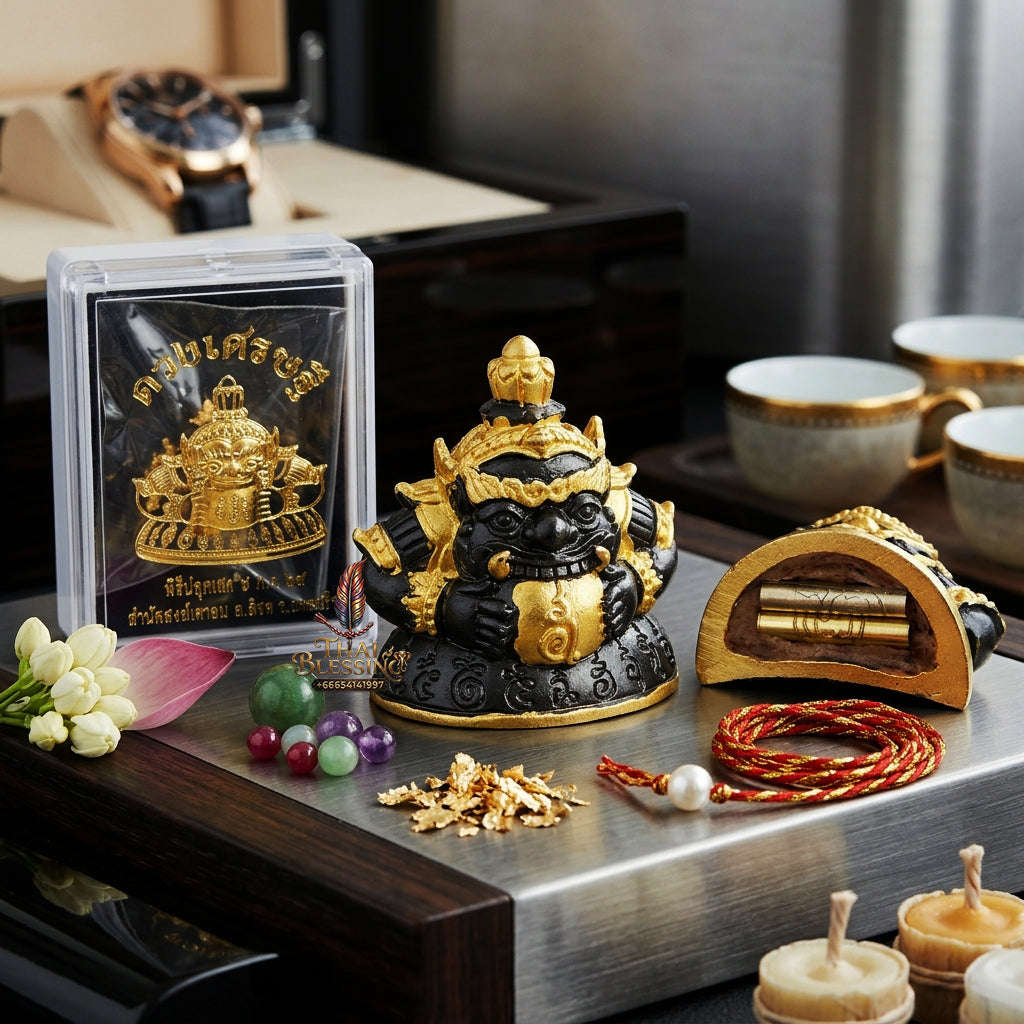 ✨ Authentic Phra Rahu Wealth Talisman – 2K Black Rhodium Plated Bronze, Khao Cha-Om Temple 2025 Edition – Ultimate Luxury & Fortune Magnet Thai Blessing Co By RURUECHA