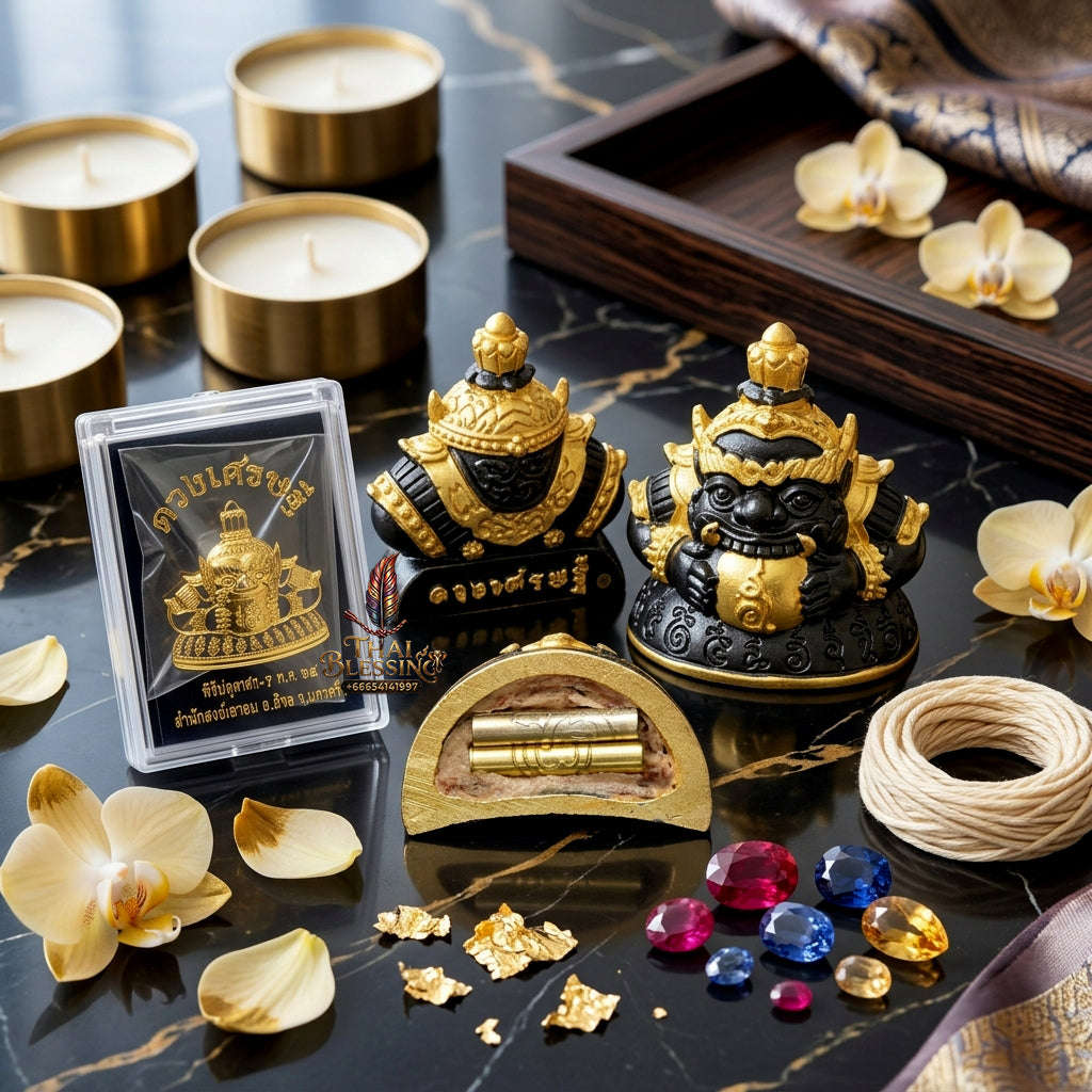 ✨ Authentic Phra Rahu Wealth Talisman – 2K Black Rhodium Plated Bronze, Khao Cha-Om Temple 2025 Edition – Ultimate Luxury & Fortune Magnet Thai Blessing Co By RURUECHA