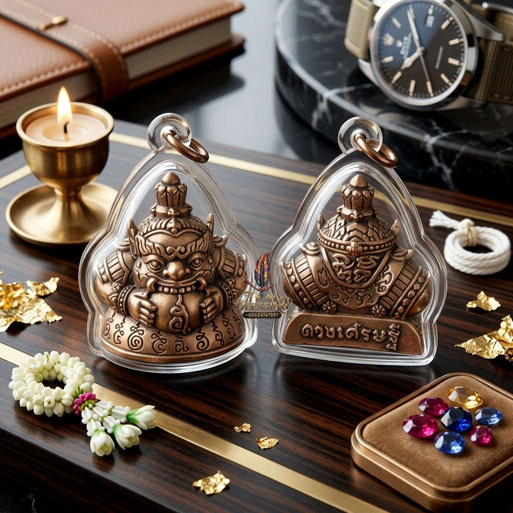 ✨ Authentic Phra Rahu Wealth Talisman – Bronze Satin Finish, Khao Cha-Om Temple 2025 Edition – Ultimate Wealth & Fortune Magnet Thai Blessing Co By RURUECHA