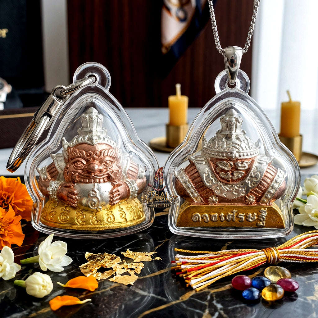 ✨ Authentic Phra Rahu Wealth Talisman – Exquisite 3K Gold Plated Bronze, Khao Cha-Om Temple 2025 Edition – Ultimate Prestige & Fortune Magnet Thai Blessing Co By RURUECHA