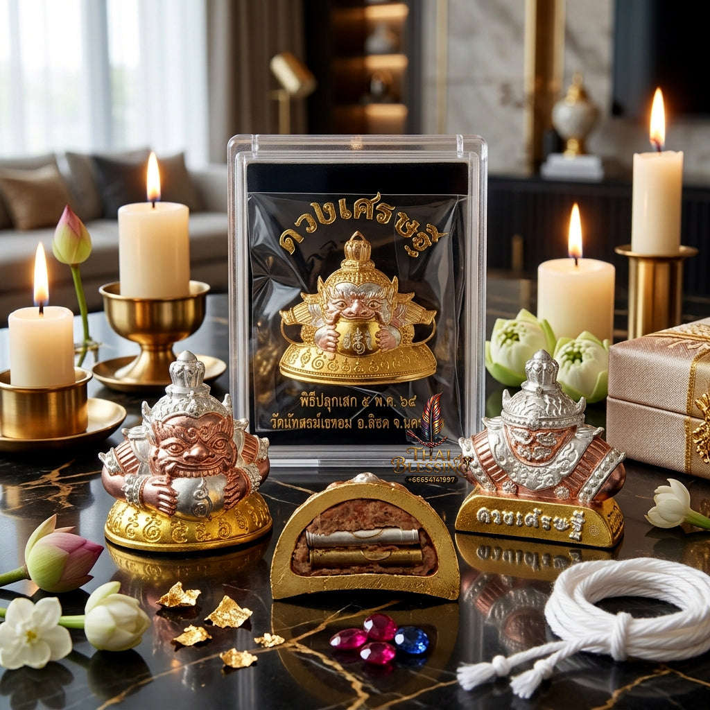 ✨ Authentic Phra Rahu Wealth Talisman – Exquisite 3K Gold Plated Bronze, Khao Cha-Om Temple 2025 Edition – Ultimate Prestige & Fortune Magnet Thai Blessing Co By RURUECHA
