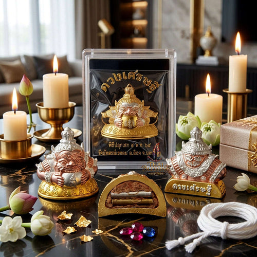 ✨ Authentic Phra Rahu Wealth Talisman – Exquisite 3K Gold Plated Bronze, Khao Cha-Om Temple 2025 Edition – Ultimate Prestige & Fortune Magnet Thai Blessing Co By RURUECHA