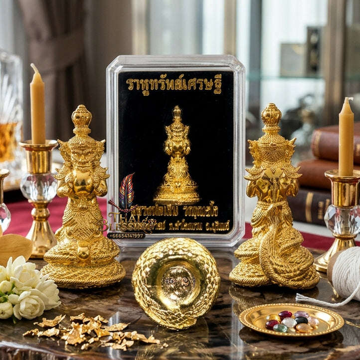 ✨ Authentic Phra Rahu Wealth Talisman – Premium Gold Plated Bronze, Luang Phor Sern, Wat Kao Luang Aat 2021 Edition – The Ultimate Prosperity Magnet Thai Blessing Co By RURUECHA