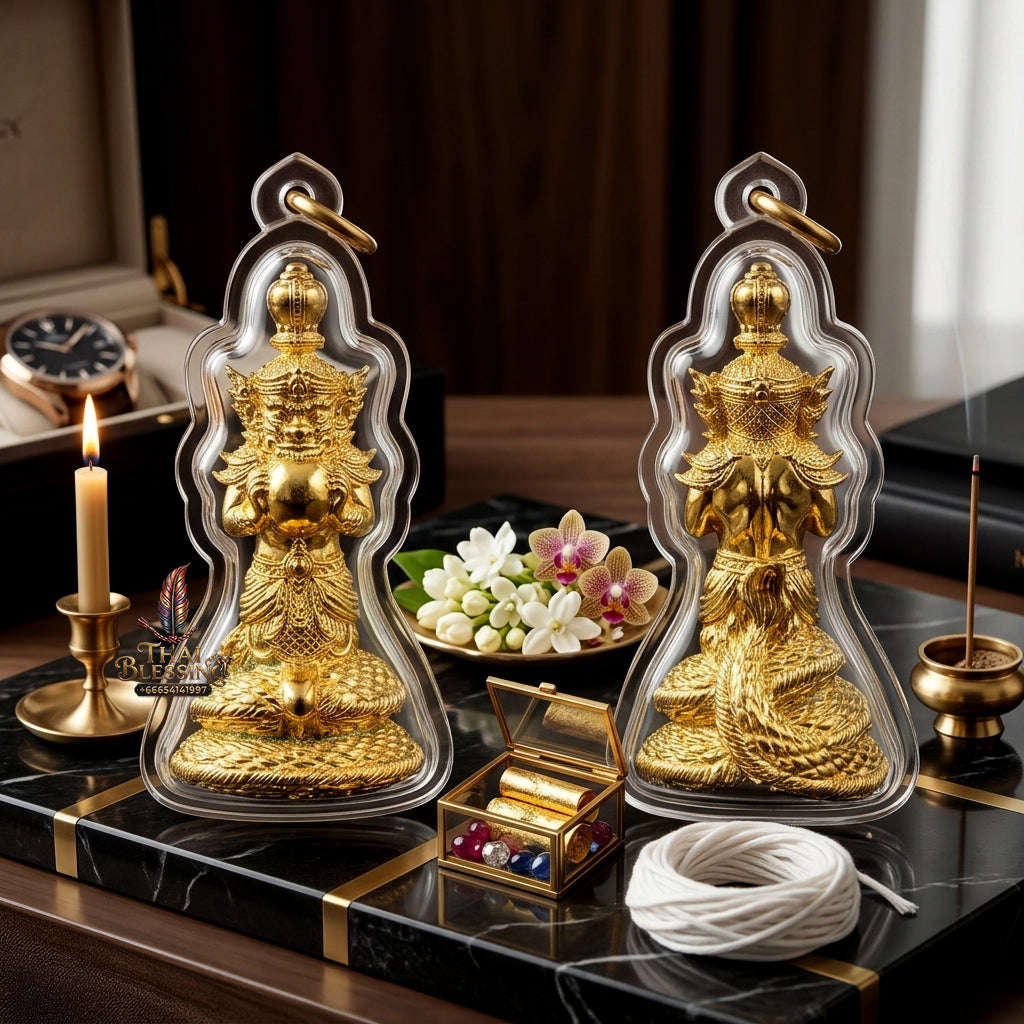 ✨ Authentic Phra Rahu Wealth Talisman – Premium Gold Plated Bronze, Luang Phor Sern, Wat Kao Luang Aat 2021 Edition – The Ultimate Prosperity Magnet Thai Blessing Co By RURUECHA