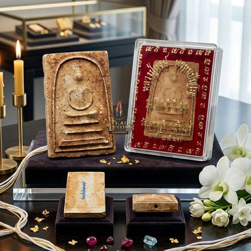 Authentic Phra Somdej Chok Dee Mee Suk Good Luck Happiness Amulet 2547 - Sacred Buddha Powder Wealth Luck Protection Talisman by Luang Pu Hong, Wat Phetchaburi Thai Blessing Co By RURUECHA