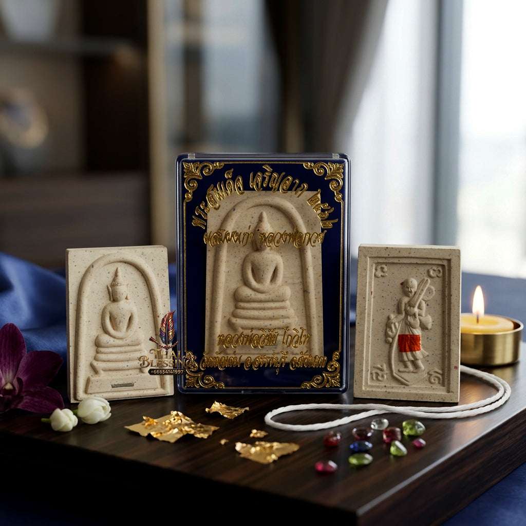 Authentic Phra Somdej Lang Phra Siwalee Wealth Attraction Amulet 2563 - Sacred White Buddha Powder Maha Lap Talisman by Luang Phor Wichai, Wat Hua Den Thai Blessing Co By RURUECHA