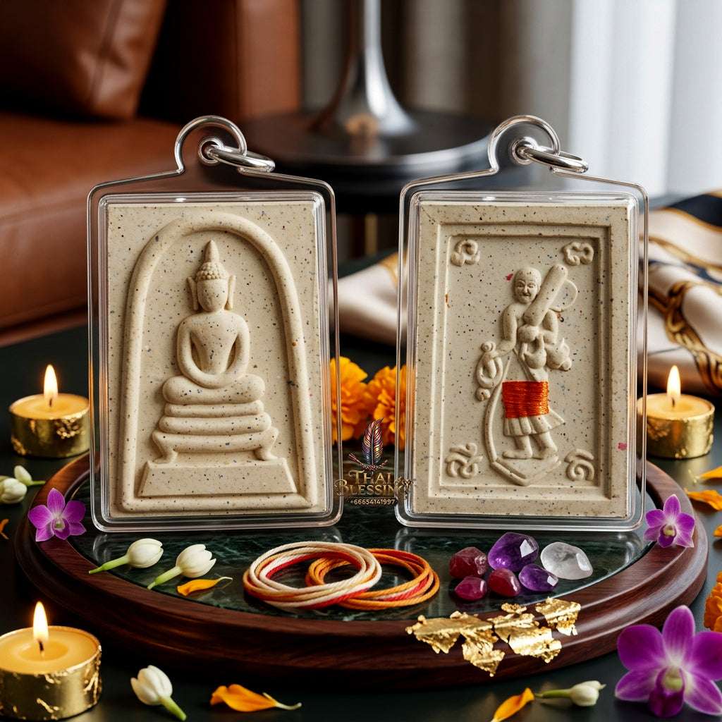Authentic Phra Somdej Lang Phra Siwalee Wealth Attraction Amulet 2563 - Sacred White Buddha Powder Maha Lap Talisman by Luang Phor Wichai, Wat Hua Den Thai Blessing Co By RURUECHA