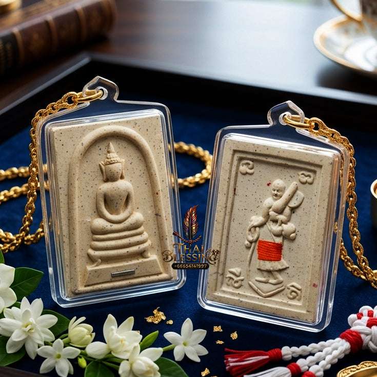 Authentic Phra Somdej Lang Phra Siwalee Wealth Attraction Amulet 2563 - Sacred White Buddha Powder Maha Lap Talisman by Luang Phor Wichai, Wat Hua Den Thai Blessing Co By RURUECHA