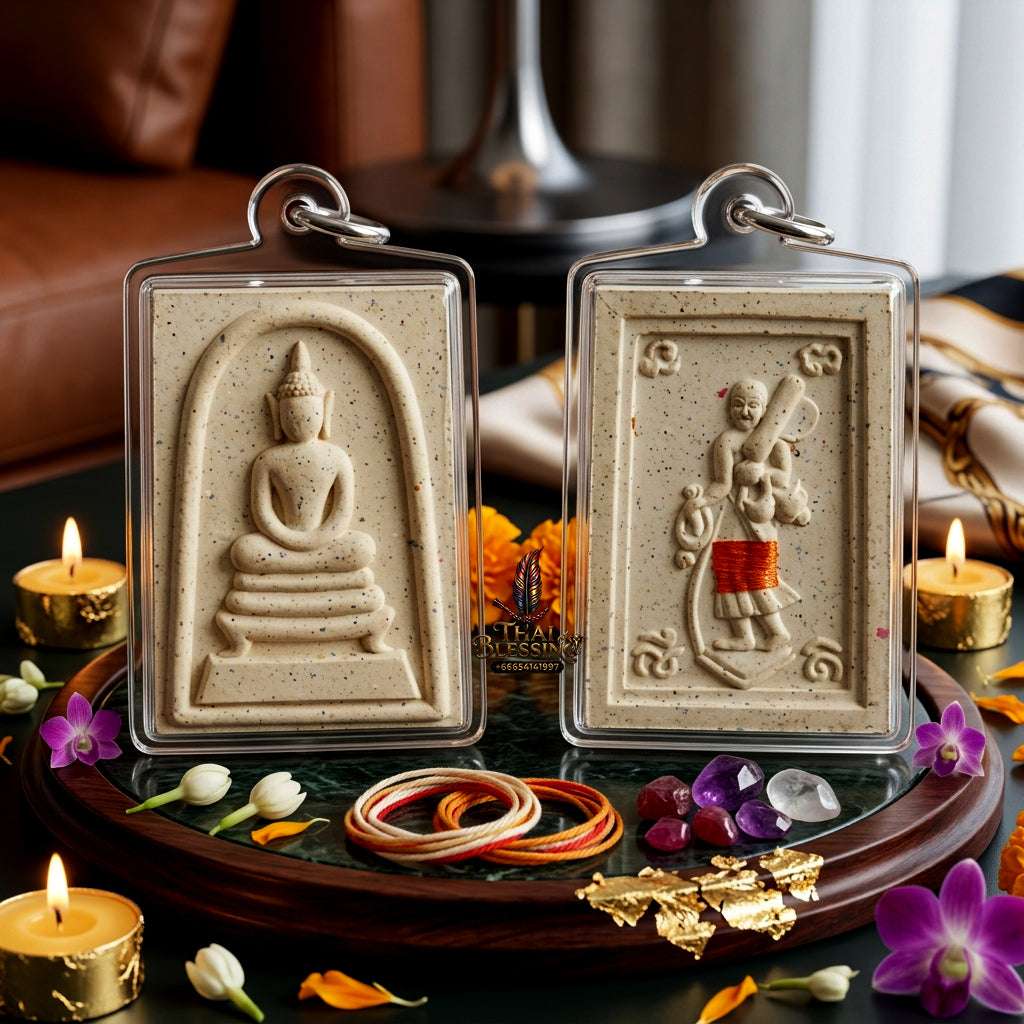 Authentic Phra Somdej Lang Phra Siwalee Wealth Attraction Amulet 2563 - Sacred White Buddha Powder Maha Lap Talisman by Luang Phor Wichai, Wat Hua Den Thai Blessing Co By RURUECHA