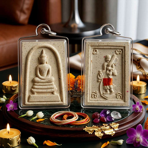 Authentic Phra Somdej Lang Phra Siwalee Wealth Attraction Amulet 2563 - Sacred White Buddha Powder Maha Lap Talisman by Luang Phor Wichai, Wat Hua Den Thai Blessing Co By RURUECHA
