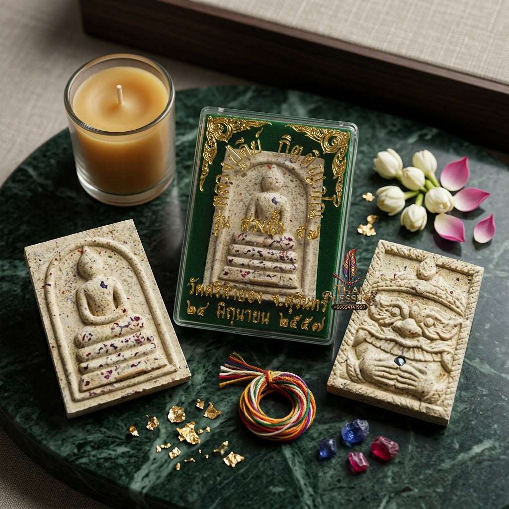 Authentic Phra Somdej Lang Rahu Wealth Protection Amulet 2557 - Sacred Buddha Powder Rahu Back Talisman by Luang Pu Key, Wat Sri Lam Yong Thai Blessing Co By RURUECHA