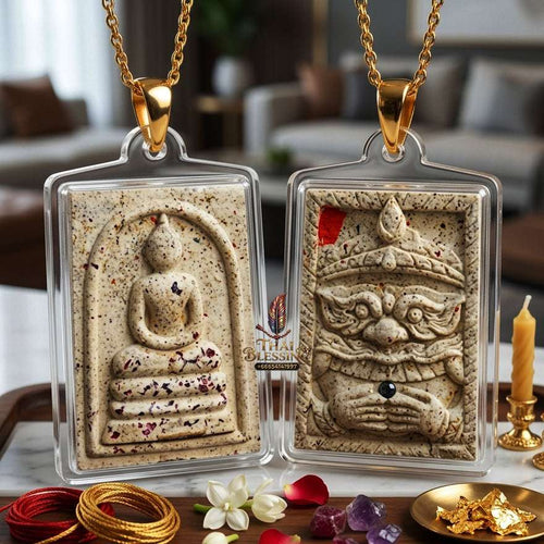 Authentic Phra Somdej Lang Rahu Wealth Protection Amulet 2557 - Sacred Buddha Powder Rahu Back Talisman by Luang Pu Key, Wat Sri Lam Yong Thai Blessing Co By RURUECHA