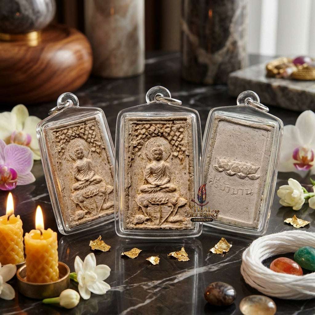 Authentic Phra Somdej Prok Bodhi Bua 4 La Wealth Protection Amulet 2513 - Sacred Lotus Bodhi Shelter Talisman from Wat Sri Bua Ban, Suphanburi