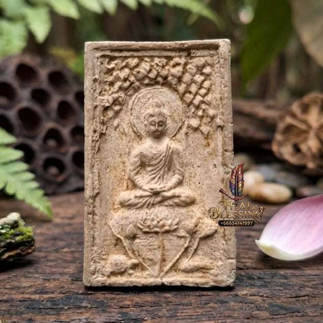 Authentic Phra Somdej Prok Bodhi Bua 4 La Wealth Protection Amulet 2513 - Sacred Lotus Bodhi Shelter Talisman from Wat Sri Bua Ban, Suphanburi