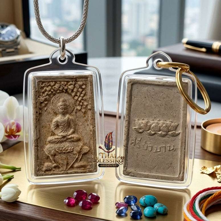 Authentic Phra Somdej Prok Bodhi Bua 4 La Wealth Protection Amulet 2513 - Sacred Lotus Bodhi Shelter Talisman from Wat Sri Bua Ban, Suphanburi