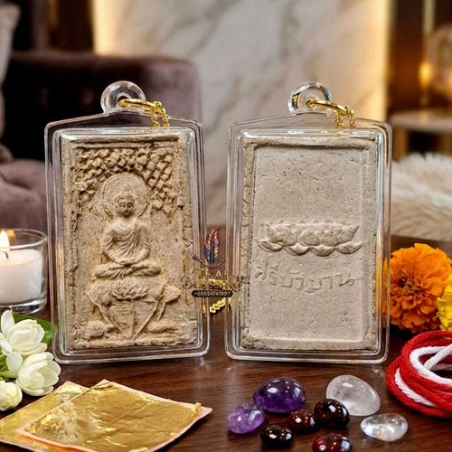 Authentic Phra Somdej Prok Bodhi Bua 4 La Wealth Protection Amulet 2513 - Sacred Lotus Bodhi Shelter Talisman from Wat Sri Bua Ban, Suphanburi Thai Blessing Co By RURUECHA
