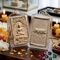Authentic Phra Somdej Prok Bodhi Bua 4 La Wealth Protection Amulet 2513 - Sacred Lotus Bodhi Shelter Talisman from Wat Sri Bua Ban, Suphanburi