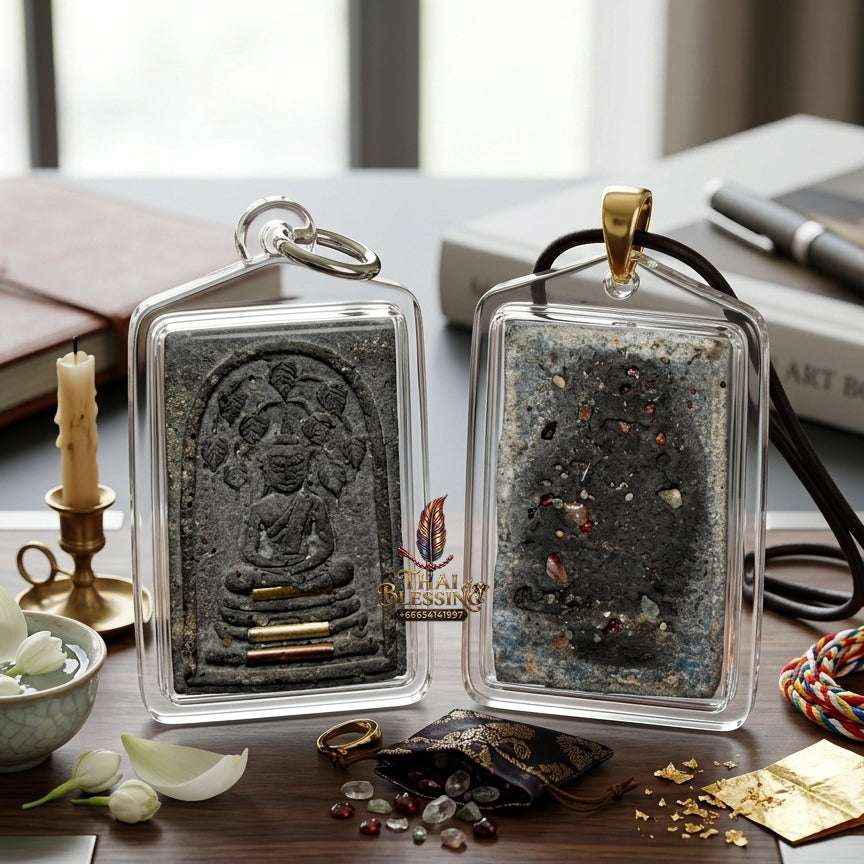 Authentic Phra Somdej Prok Bodhi Jumbo Wealth Metta Protection Amulet 2564 - Sacred Black Herbal Powder Bodhi Tree Shelter Talisman by Ajahn Plian Hatthayanon Thai Blessing Co By RURUECHA