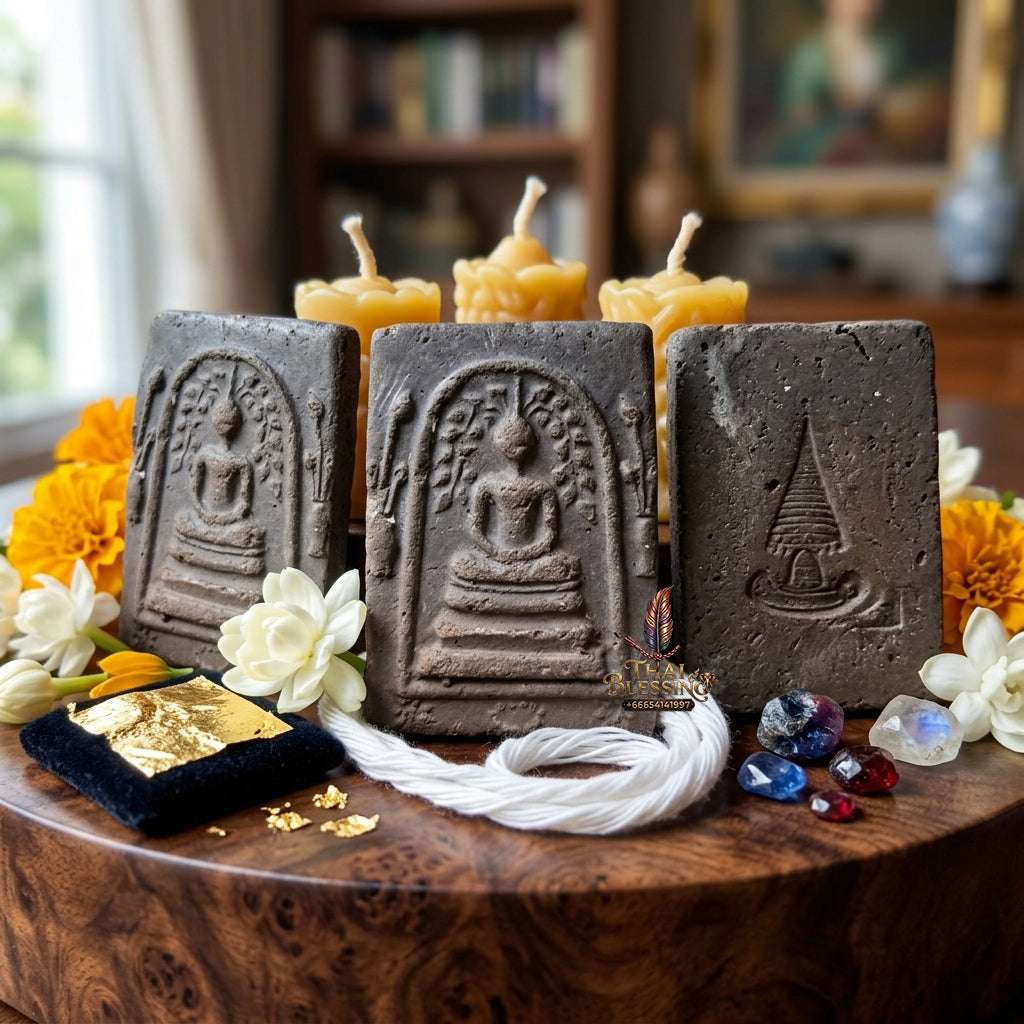Authentic Phra Somdej Prok Bodhi Wealth Protection Amulet - Sacred Buddha Powder Bodhi Shelter Talisman by Chao Khun Thiang, Wat Rakhang Khositaram Bangkok