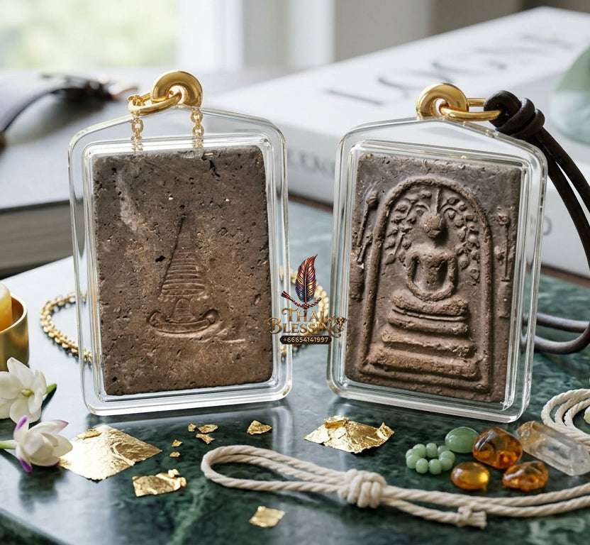 Authentic Phra Somdej Prok Bodhi Wealth Protection Amulet - Sacred Buddha Powder Bodhi Shelter Talisman by Chao Khun Thiang, Wat Rakhang Khositaram Bangkok