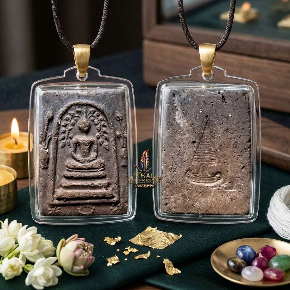 Authentic Phra Somdej Prok Bodhi Wealth Protection Amulet - Sacred Buddha Powder Bodhi Shelter Talisman by Chao Khun Thiang, Wat Rakhang Khositaram Bangkok