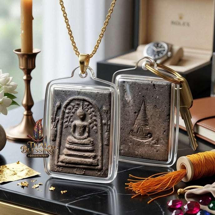 Authentic Phra Somdej Prok Bodhi Wealth Protection Amulet - Sacred Buddha Powder Bodhi Shelter Talisman by Chao Khun Thiang, Wat Rakhang Khositaram Bangkok