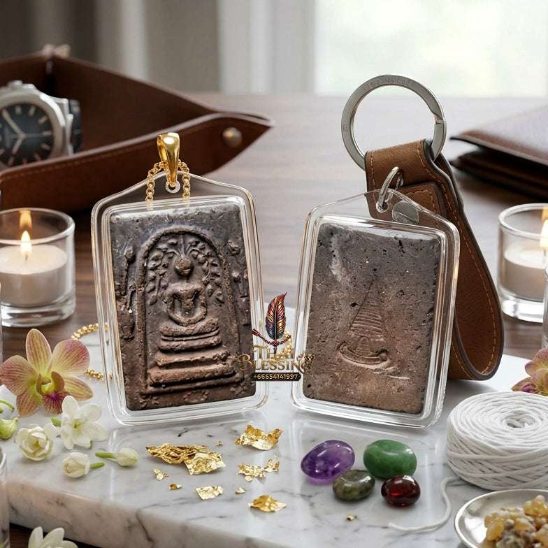 Authentic Phra Somdej Prok Bodhi Wealth Protection Amulet - Sacred Buddha Powder Bodhi Shelter Talisman by Chao Khun Thiang, Wat Rakhang Khositaram Bangkok