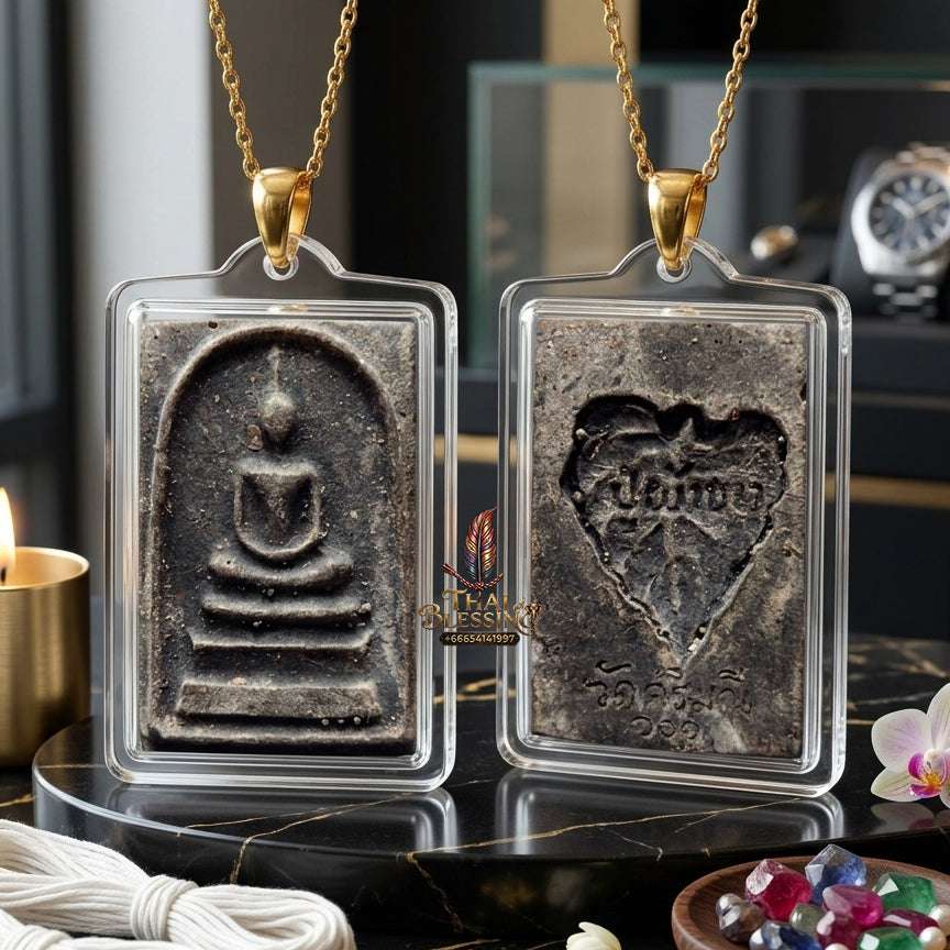 Authentic Phra Somdej Run 1 Wealth Protection Amulet - Sacred Buddha Powder Talisman by Luang Pu Pha Khao, Wat Sri Mani Roi Et