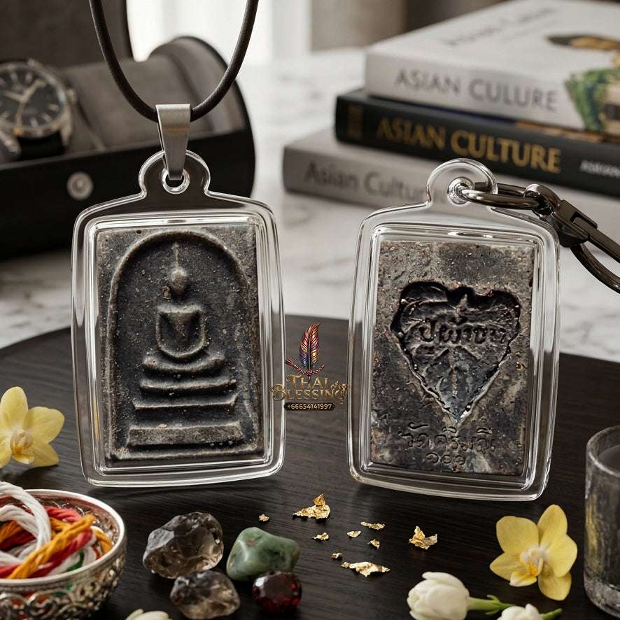 Authentic Phra Somdej Run 1 Wealth Protection Amulet - Sacred Buddha Powder Talisman by Luang Pu Pha Khao, Wat Sri Mani Roi Et