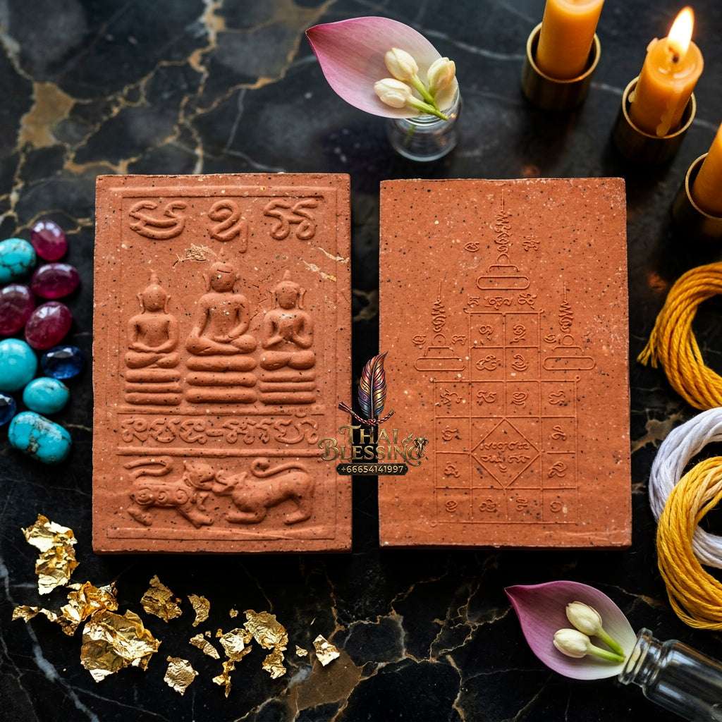 Authentic Phra Somdej Singh Pon Huey Suea Non Kin Wealth Protection Maha Lap Metta Amulet 2553 - Sacred Herbal Powder Klaewklad Kongkraphan Talisman by Luang Pu Somchai, Wat Kongkha Thai Blessing Co By RURUECHA