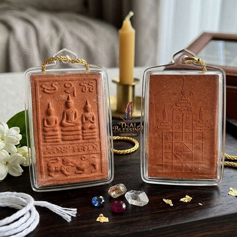 Authentic Phra Somdej Singh Pon Huey Suea Non Kin Wealth Protection Maha Lap Metta Amulet 2553 - Sacred Herbal Powder Klaewklad Kongkraphan Talisman by Luang Pu Somchai, Wat Kongkha Thai Blessing Co By RURUECHA