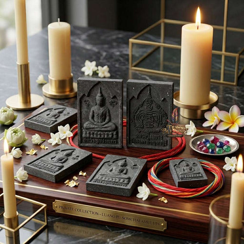 Authentic Phra Somdej Success in All Wishes Fulfillment Amulet 2555 - Black Ittije Powder Maha Metta Wealth Attraction Wish Granting Talisman by Luang Pu Somchai, Wat Kongkha Thai Blessing Co By RURUECHA