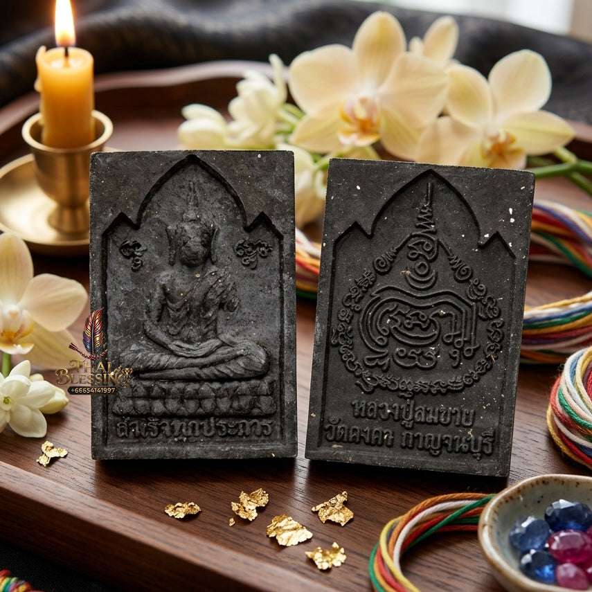 Authentic Phra Somdej Success in All Wishes Fulfillment Amulet 2555 - Black Ittije Powder Maha Metta Wealth Attraction Wish Granting Talisman by Luang Pu Somchai, Wat Kongkha Thai Blessing Co By RURUECHA